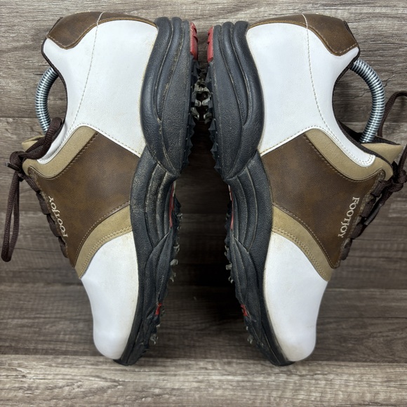 FootJoy GreenJoys White Brown Mens US Size 10 Wide 45307 Golf Shoes - Picture 6 of 9